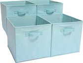 EZOWare Opbergboxen, Opvouwbare Kubus Opbergdozen Zonder Deksel, Lichtblauw, Set van 4 (33 x 37 x 33 cm)