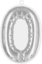 Boland - Folieballon sticker '0' zilver Zilver - Geen thema - Verjaardag - Jubileum - Raamsticker
