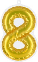 Boland - Folieballon sticker '8' goud Goud - Black & Gold - Black & Gold - Verjaardag - Jubileum - Raamsticker - NYE