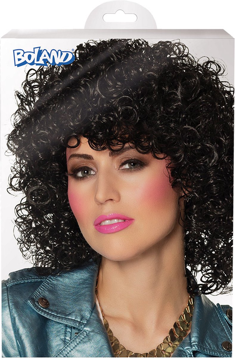 Boland - Pruik Club zwart Zwart - Krullen - Halflang - Vrouwen - - 80's & 90's - Disco — afbeelding 4