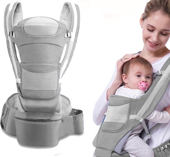 Porte-bébé ergonomique de Luxe - Porte-bébé + Compartiments de rangement -  Grijs... | bol.com