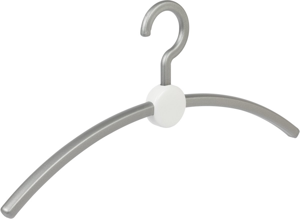 De Kledinghanger Gigant - 6 x Garderobehanger Point kunststof zilver / wit, 45 cm