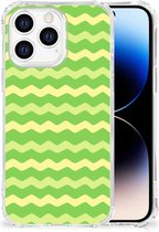 Smartphone hoesje Geschikt voor iPhone 14 Pro Beschermhoesje met transparante rand Waves Green