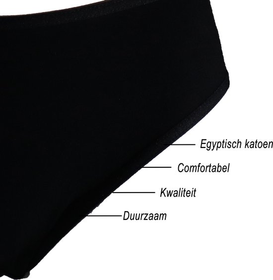 VANILLA - Sous-vêtement femme, Slip femme - 5 pièces - Coton égyptien - Zwart - S