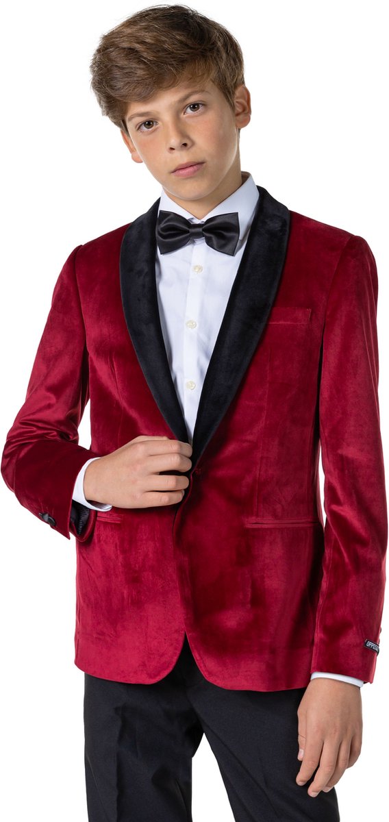 OppoSuits Deluxe Dinner Jacket - Burgundy - Tiener Blazer - Colbert - Rood - Maat 14 Jaar