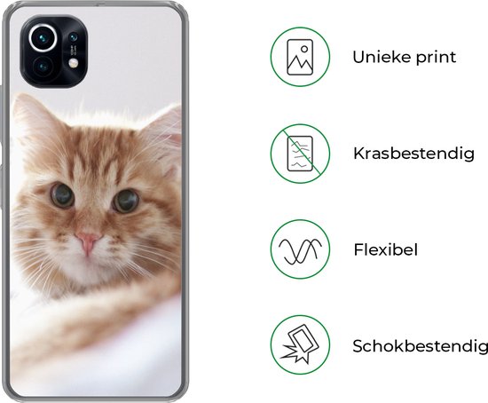 Coque Xiaomi Mi 11 - Chat - Rouge - Lit - Filles - Enfants - Garçons - Kids - Coque de téléphone en Siliconen