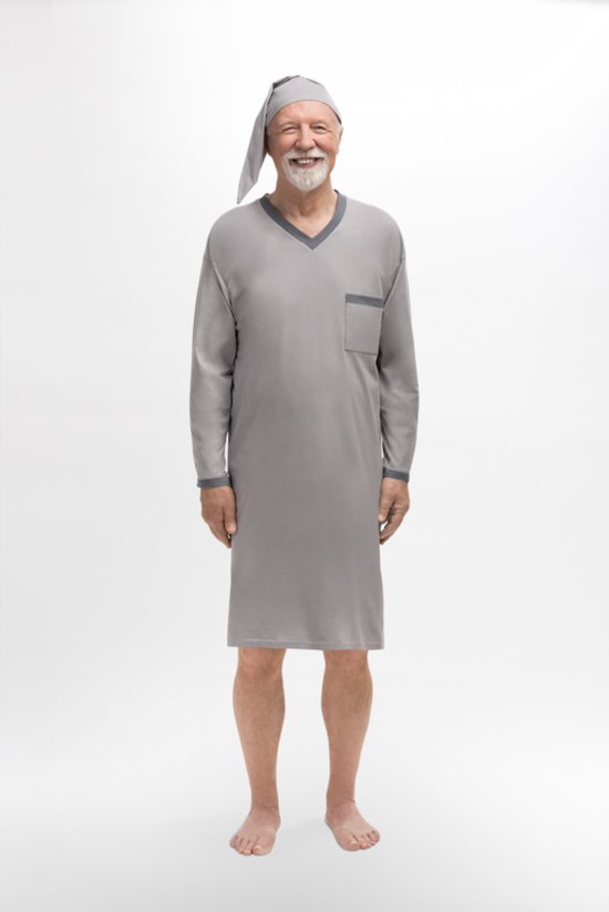 Chemise de nuit homme avec bonnet de couchage Martel Sylwester gris 4XL |  bol.com