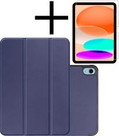 Hoesje Geschikt voor iPad 2022 Hoesje Case Hard Cover Hoes Book Case Met Screenprotector - Donkerblauw