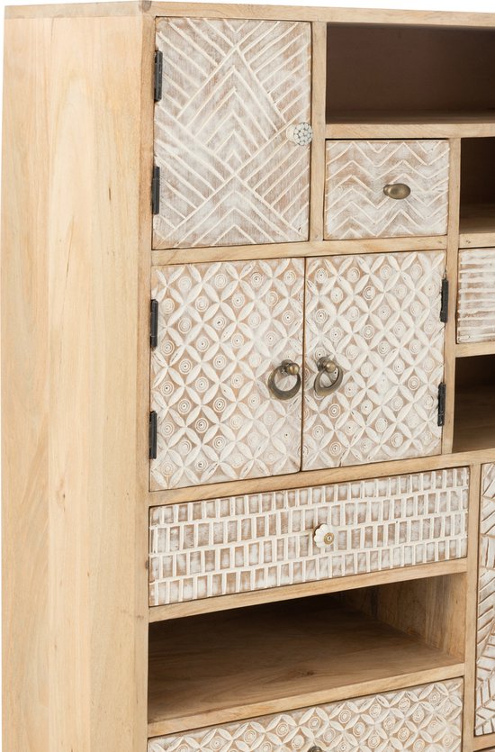 Impression - Opbergkast - hout - beige - 4 deurtjes - 6 lades - 4 nissen - houten frame
