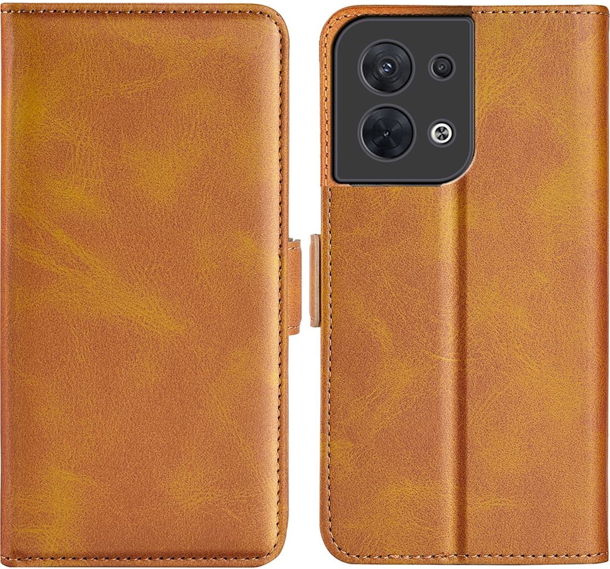 Mobigear Telefoonhoesje geschikt voor OPPO Reno 8 5G Hoesje | Mobigear Slim Magnet Bookcase Portemonnee | Pasjeshouder voor 3 Pasjes | Telefoonhoesje voor Pinpas / OV Kaart / Rijbewijs - Cognac
