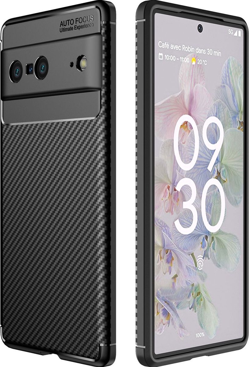 Mobigear Hoesje geschikt voor Google Pixel 7 Telefoonhoesje Flexibel TPU | Mobigear Racing Backcover | Pixel 7 Case | Back Cover - Zwart