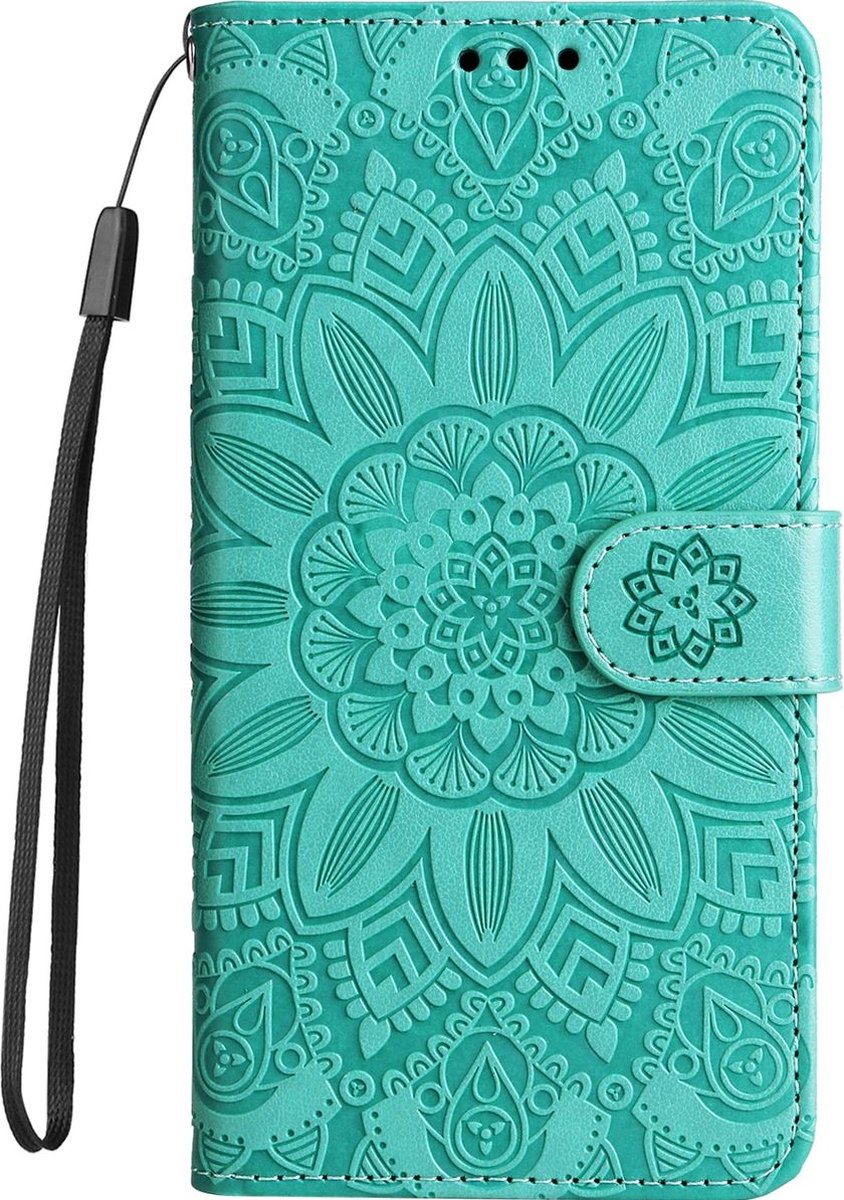 Mobigear Telefoonhoesje geschikt voor HONOR X7 Hoesje | Mobigear Sunflower Bookcase Portemonnee | Pasjeshouder voor 3 Pasjes | Telefoonhoesje voor Pinpas / OV Kaart / Rijbewijs - Groen