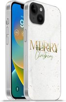 Geschikt voorApple Iphone 14 Plus - Soft case hoesje - Kerst - Quotes - Merry Christmas - Spreuken - Goud - Siliconen Telefoonhoesje