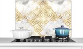 Spatscherm keuken 90x60 cm - Kookplaat achterwand Goud - Marmer print - Patronen - Geometrie - Muurbeschermer - Spatwand fornuis - Hoogwaardig aluminium