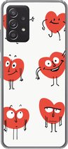 Geschikt voor Samsung Galaxy A33 5G hoesje - Een illustratie van negen hartjes met emoties - Siliconen Telefoonhoesje
