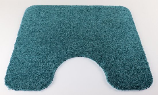 Tapis de toilette Soft vert aqua 50x60 antidérapant avec évidement 21cm
