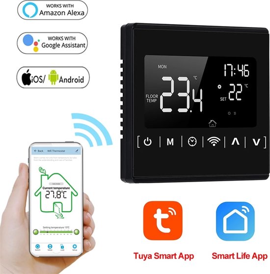 Azpire® Slimme thermostaat Wifi Programmeerbaar Bediening met App, Google... bol