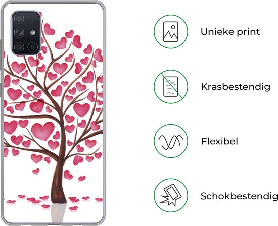 Coque Samsung Galaxy A71 - un arbre avec des coeurs - Siliconen