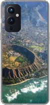Geschikt voor OnePlus 9 hoesje - Een luchtfoto van Honolulu en een uitgestorven krater op Hawaii - Siliconen Telefoonhoesje