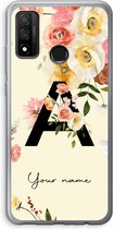 Gepersonaliseerd - Case Company® - Hoesje geschikt voor Huawei P Smart (2020) hoesje - Flirty Flowers Monogram - Soft Cover Telefoonhoesje - Bescherming aan alle Kanten en Schermrand