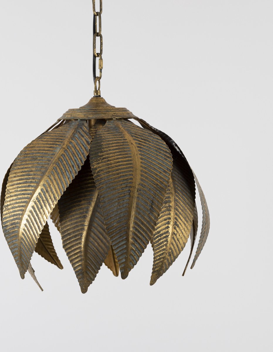 Hanglamp Goa retro design met palmbladeren goud kleurig