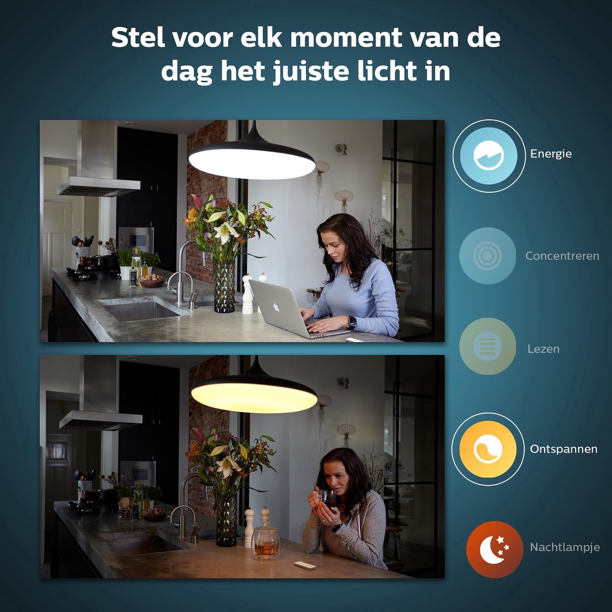 Philips Hue GU10 spot bundel 4 stuks - 350 Lumen - wit en gekleurd licht - 5,7W - Bluetooth - 1 Dimmer Switch - Dimbaar — afbeelding 4