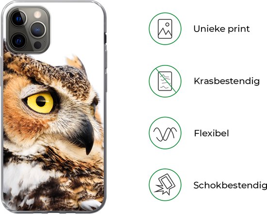 Coque iPhone 13 Pro - Hibou marron fond blanc - Siliconen - Noël - Cadeaux - Cadeaux chaussures