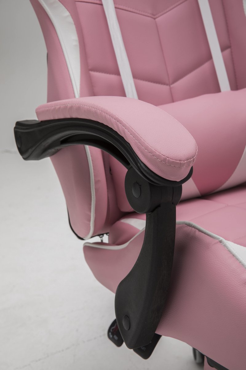 VDD Gaming - Game stoel - Gaming - Bureaustoel - Gamestoel Roze - Met Nekkussen & Verstelbaar Rugkussen - Silicone Game Stoel - Draaistoel - Ergonomische Game Stoel - Gamestoelen - Hoogte Verstelbaar - Roze & Wit – foto 2