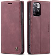 CaseMe - Hoesje geschikt voor Xiaomi Redmi Note 11 - Wallet Book Case - Magneetsluiting - Rood