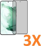Screenprotector Glas - Privacy Tempered Glass Screen Protector Anti-Spy - 3x Geschikt voor: Samsung Galaxy S22