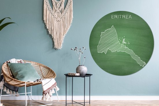 Illustration de l'Érythrée sur un tableau noir Cercle mural aluminium ⌀ 120 cm - tirage photo sur cercle mural / cercle vivant / cercle jardin (décoration murale) XXL / Groot format!