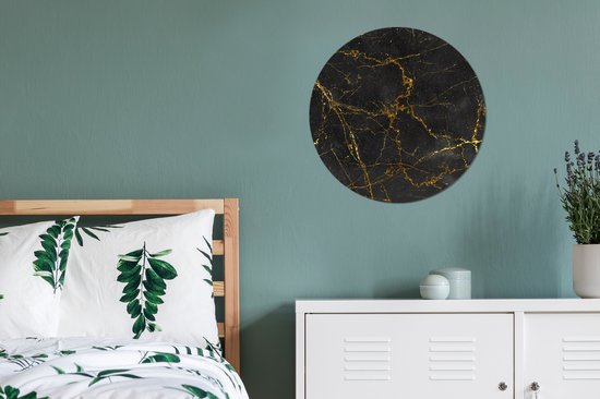 Cercle mural - Aluminium - Marbre - Or - Zwart - ⌀ 60 cm