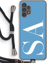 Gepersonaliseerd - Case Company® - Hoesje met koord geschikt voor Samsung Galaxy A13 4G hoesje met Koord - Monogram N°2 - Telefoonhoesje met Zwart Koord - Bescherming aan alle Kanten en Over de Schermrand