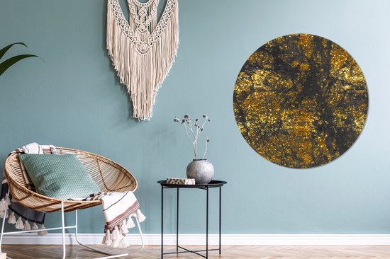 Cercle mural - Cercle mural - Marbre - Goud - Glitter - Zwart - Aluminium - Dibond - 90x90 cm - Intérieur et Extérieur