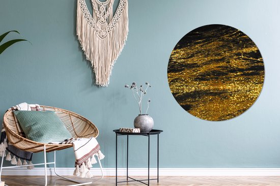 Cercle mural - Aluminium - Marbre - Or - Zwart - Glitter - ⌀ 90 cm