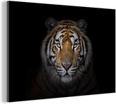 Décoration murale Métal - Aluminium Peinture Industrielle - Tigre - Animaux sauvages - Portrait - Zwart - Animaux - 150x100 cm - Dibond - Photo sur aluminium - Décoration murale industrielle - Pour le salon / chambre