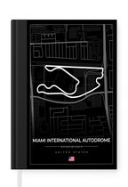 Notitieboek - Schrijfboek - Racebaan - Verenigde Staten - Formule 1 - Miami International Autodrome - Circuit - Zwart - Notitieboekje klein - A5 formaat - Schrijfblok