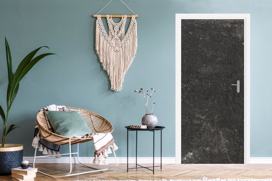 Deurposter 90x205 cm - Deursticker Beton - Muur - Zwart - Vintage - Industrieel - Meubelfolie zelfklevend - Deurfolie woonkamer - Interieurfolie fotobehang - Deur plakfolie - Deurstickers - Deurbehang sticker - Kamer decoratie