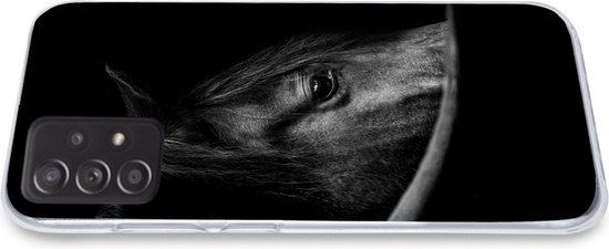 Coque Samsung Galaxy A53 5G - Paarden - Portrait - Zwart - Animaux - Coque de téléphone en Siliconen