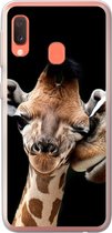 Geschikt voor Samsung Galaxy A20e hoesje - Giraffe - Dieren - Zwart - Portret - Dieren - Siliconen Telefoonhoesje
