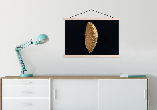 Porte-affiche avec affiche - Affiche scolaire - Feuilles - Zwart - Or - Luxe - Nature - 90x60 cm - Lattes transparentes