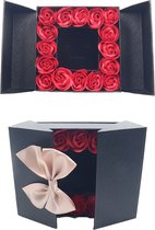 Coffret Cadeau Luxe - Coffret Cadeau - Coffret Bijoux - Cadeau Saint Valentin - Fête des Mères - Anniversaire - Cadeau Amour - Fleurs artificielles - Zwart