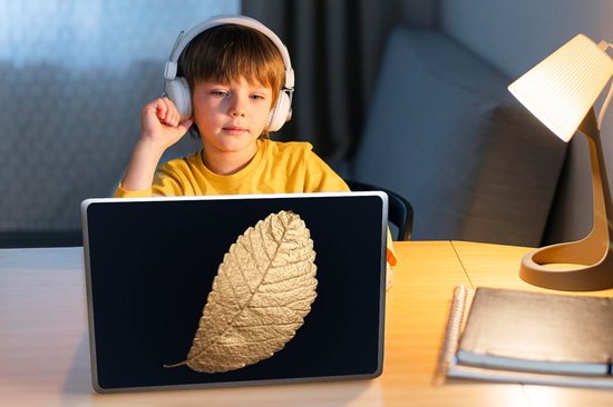 Autocollant pour ordinateur portable - 11,6 pouces - Or - Feuilles - Zwart - Plantes - Luxe - Nature - 30x21cm - Autocollants pour ordinateur portable - Peau pour ordinateur portable - Couverture