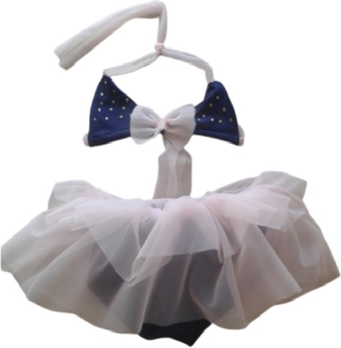 Maat 140 Luxe Bikini blauw met steentjes Baby en kind donkerblauw zwemkleding roze strik