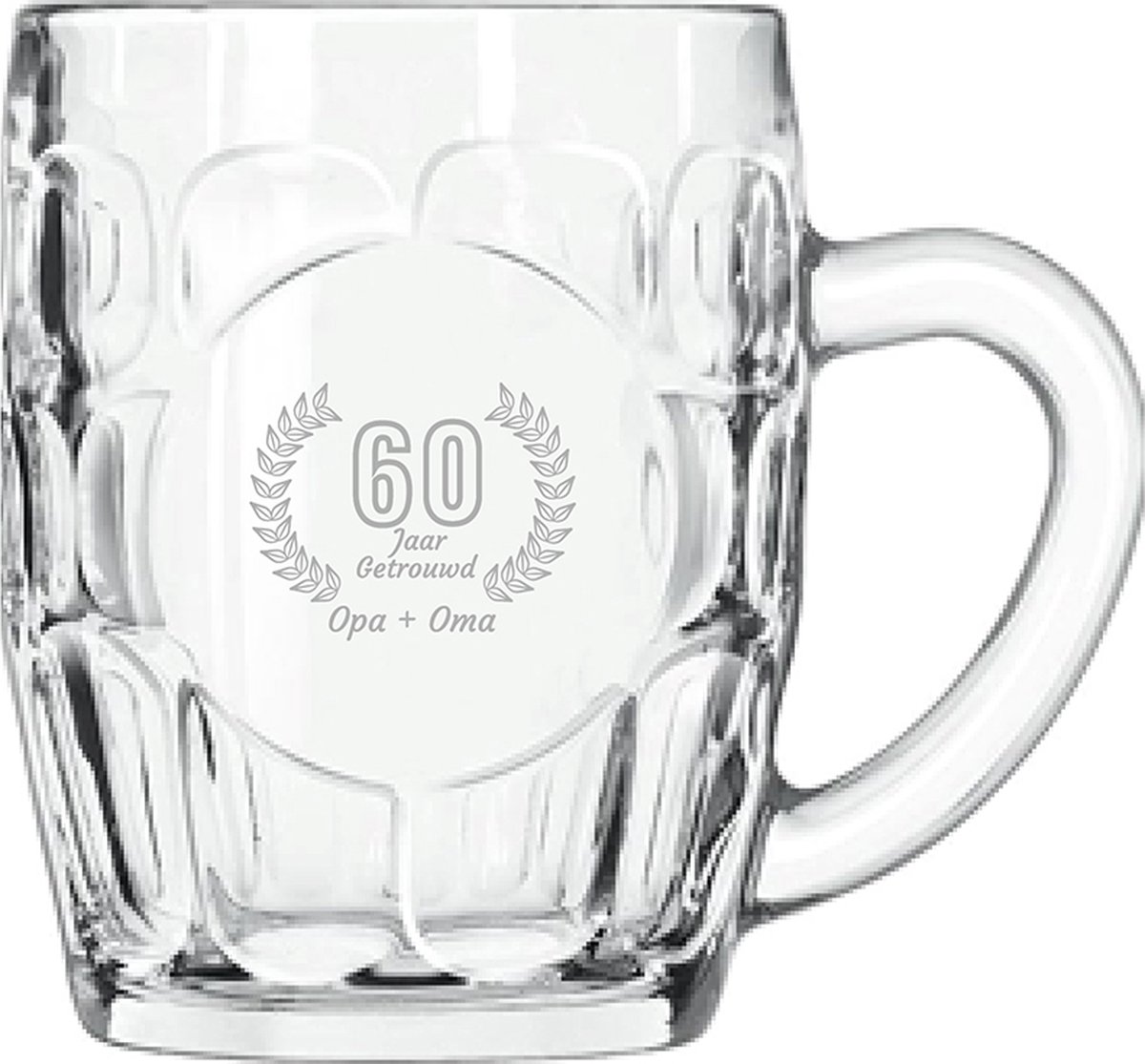 Gegraveerde Bierpul 55cl Opa + Oma 60 jaar getrouwd