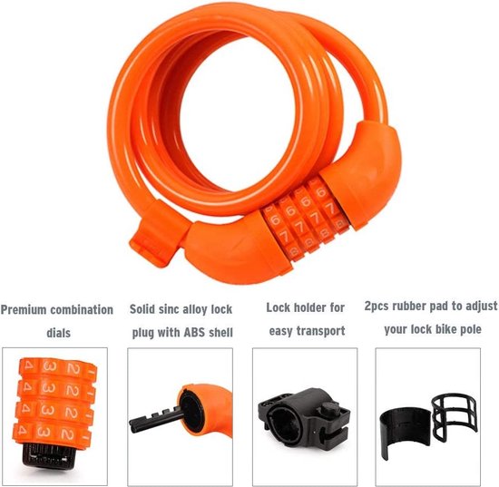 Nirvana Fietsslot, 120 Cm/11 Mm Kabelslot, Veiligheidsniveau Zeer H Fietsslot Met 5 Cijferige Code En Metalen Kabel Heavy Duty Fietsslot Voor B Nirvana Fietsslot, 120 Cm/11 Mm Kabelslot, Veiligheidsniveau Zeer H Fietsslot Met 5 Cijferige Code En Metalen Kabel Heavy Duty Fietsslot Voor B