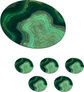 Onderzetters voor glazen - Rond - Goud - Agaat - Marmer - Edelsteen - 10x10 cm - Glasonderzetters - 6 stuks