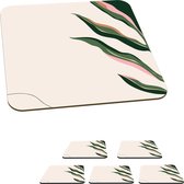Onderzetters - Bladeren - Groen - Natuur - Plant - Abstract - Vierkant - Onderzetters voor glazen - Coasters - Onderlegger - 10x10 cm - 6 stuks