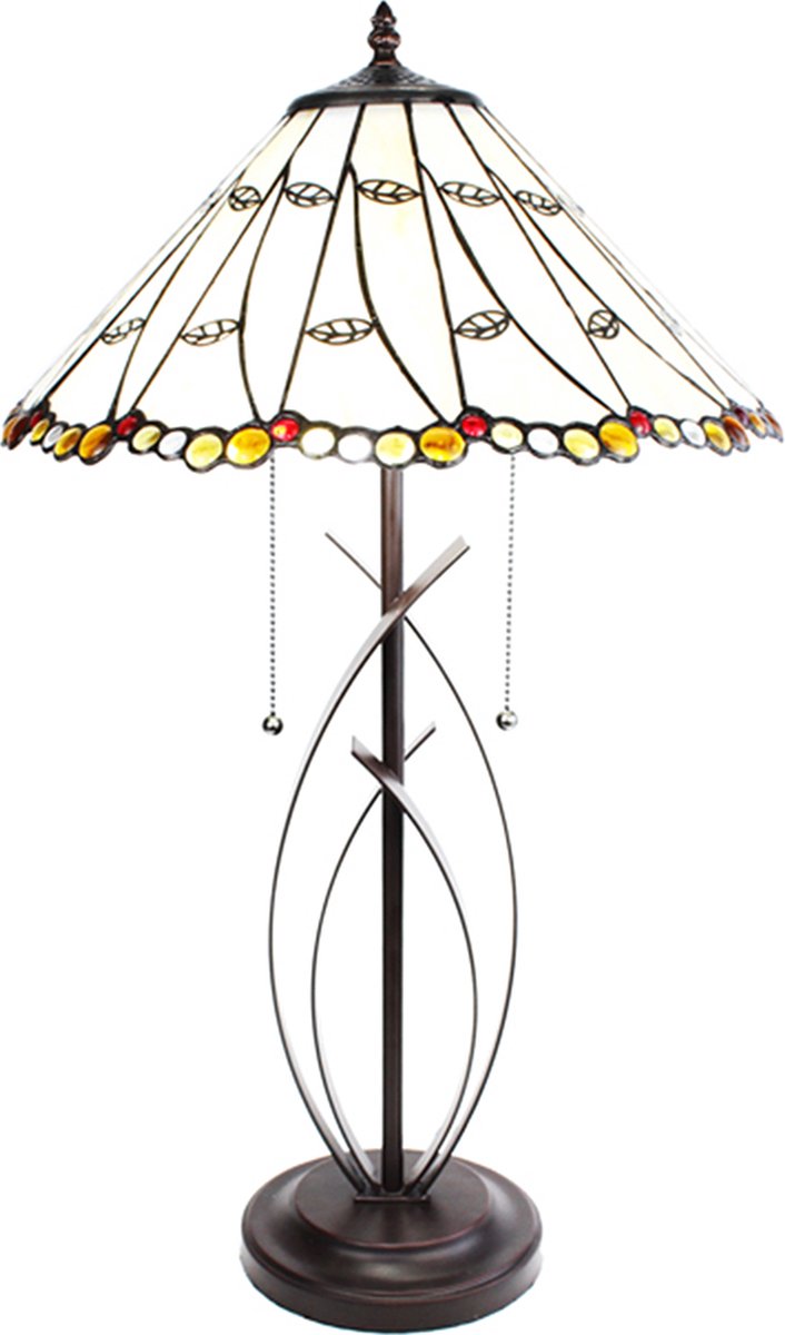 Lumilamp Tiffany Tafellamp Ø 41x68 Cm Beige Glas