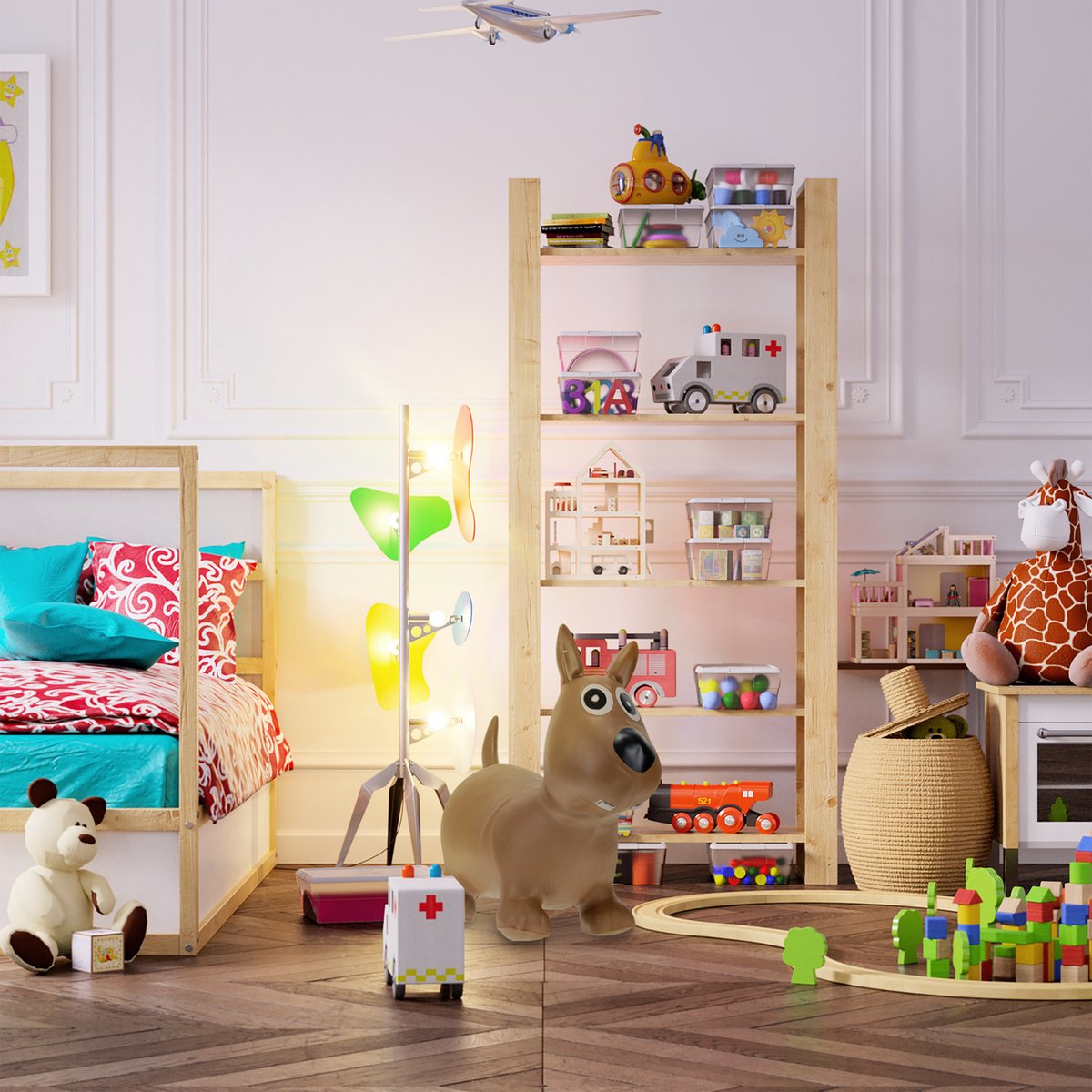 Relaxdays Animal Sauteur Chien, Avec Pompe à Air, Supporte Jusqu’à 80